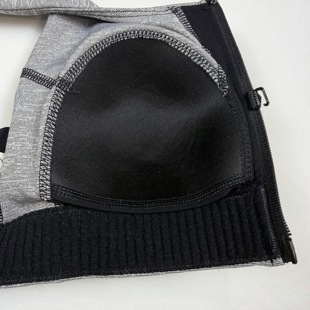 Tek Gear Front Zip High Impact Sports Bra-Grey-Size Small‎